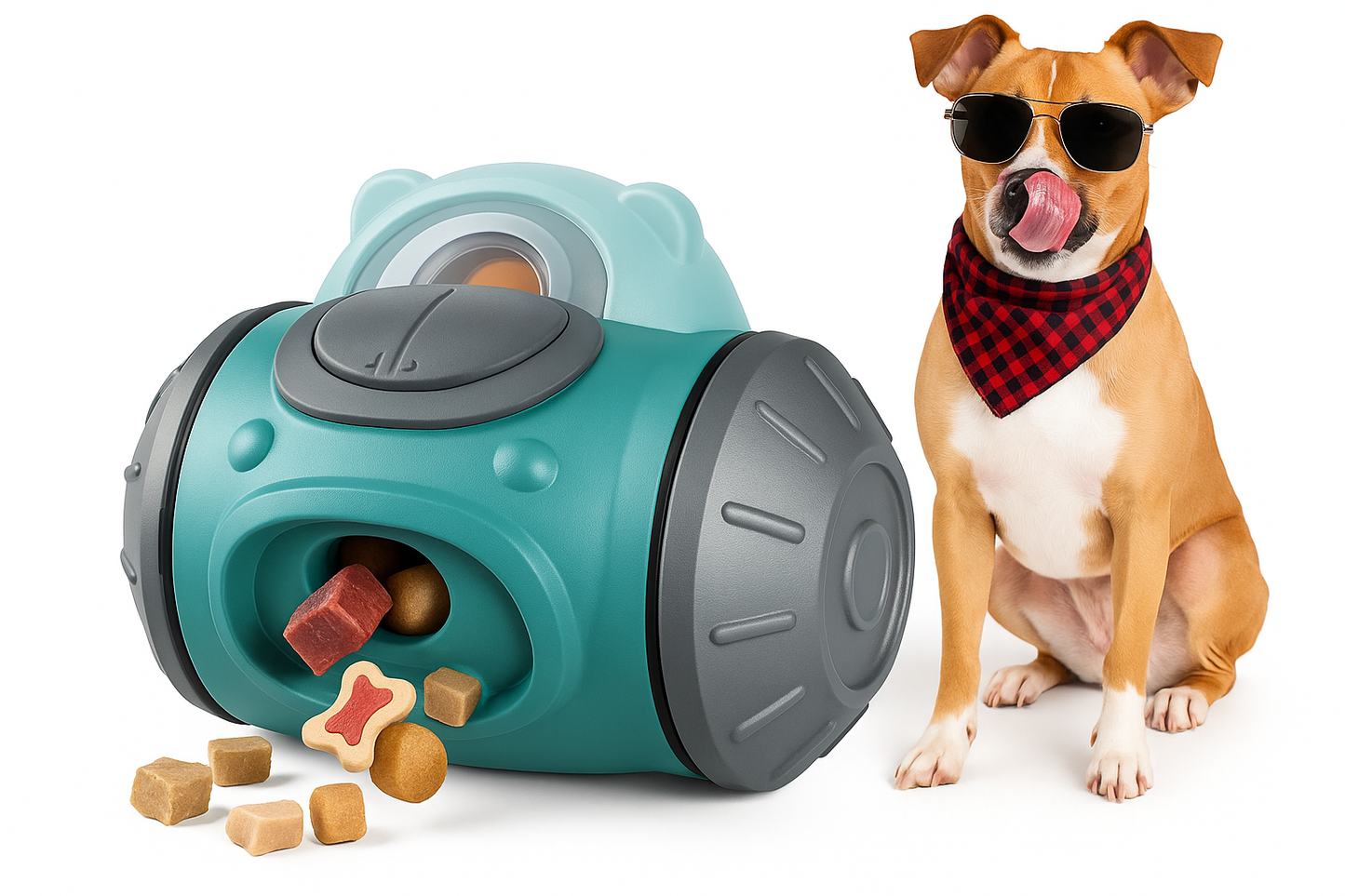 Interactive robot bear – food dispenser & moving toy for dogs and cats