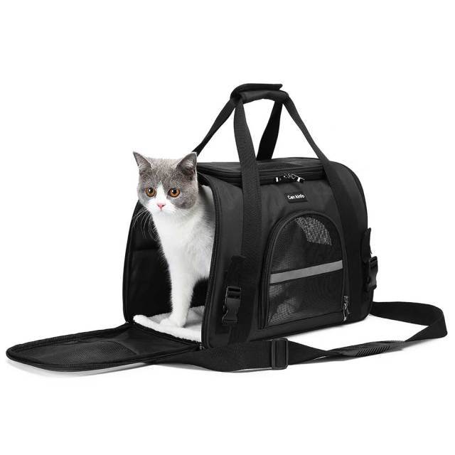 Opvouwbare draagtas voor kat en hond met zachte stof en draagbaar ontwerp