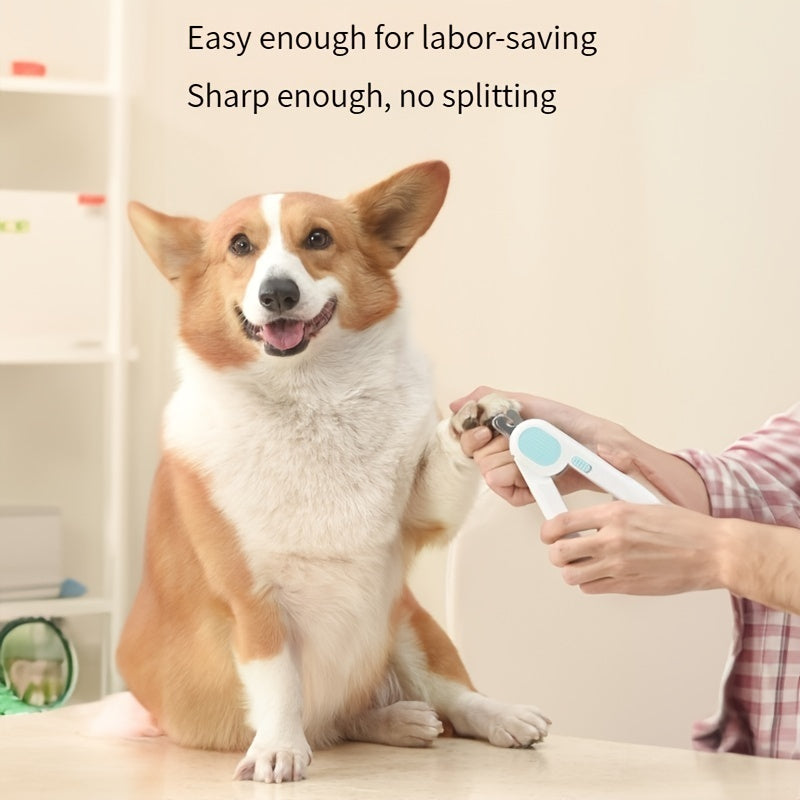 Nail clippers for dogs and cats with LED light and safe round cutting design