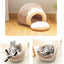 3-in-1 katten en hondenhuis in komvormige grot met zachte pluche bed
