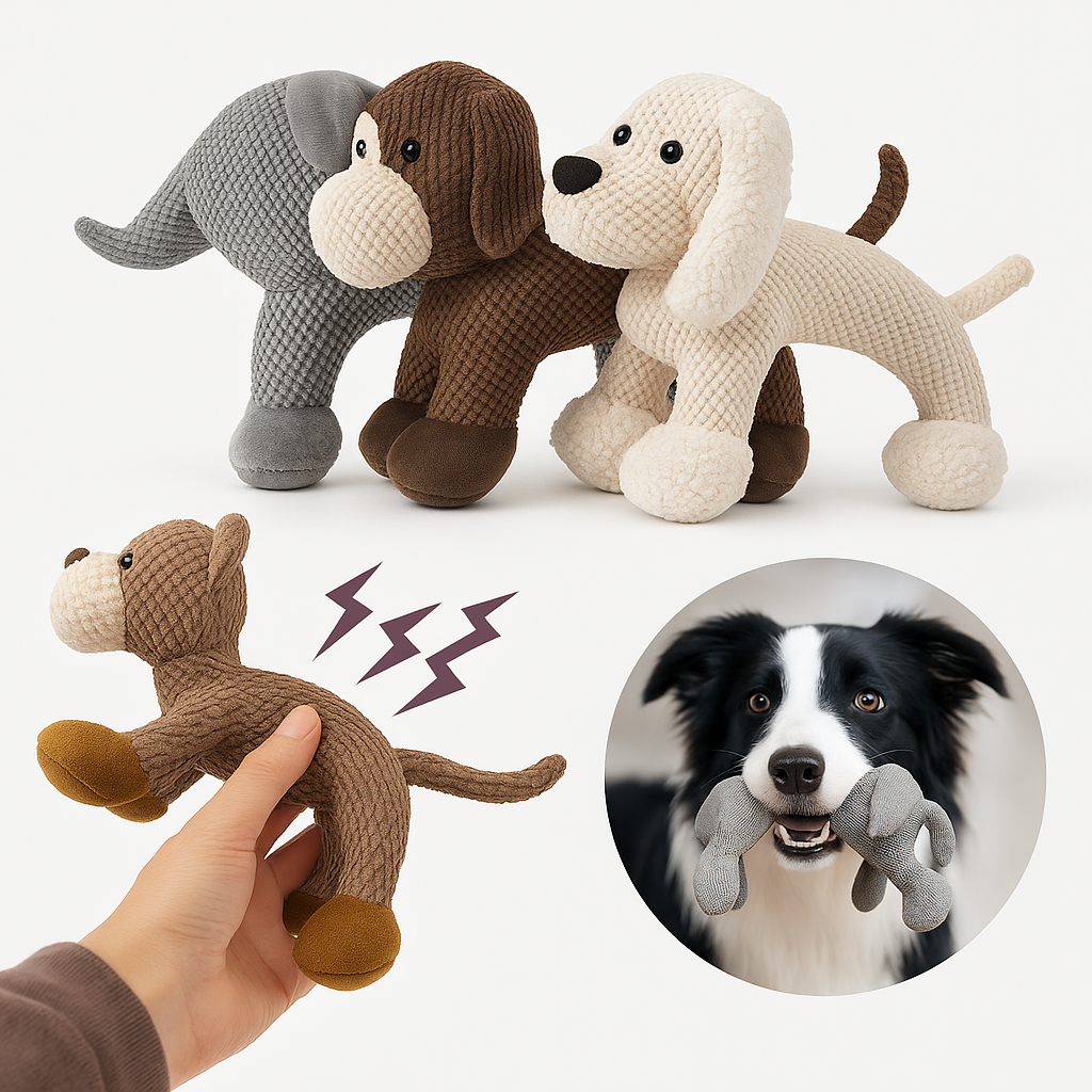 Bite-resistant squeaky dog toy – soft plush &amp; durable