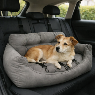 Fotelik Samochodowy dla Psa – Podwójne Siedzenie, Bezpieczny na Zakrętach