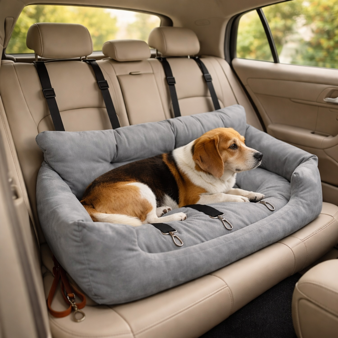 Fotelik Samochodowy dla Psa – Podwójne Siedzenie, Bezpieczny na Zakrętach