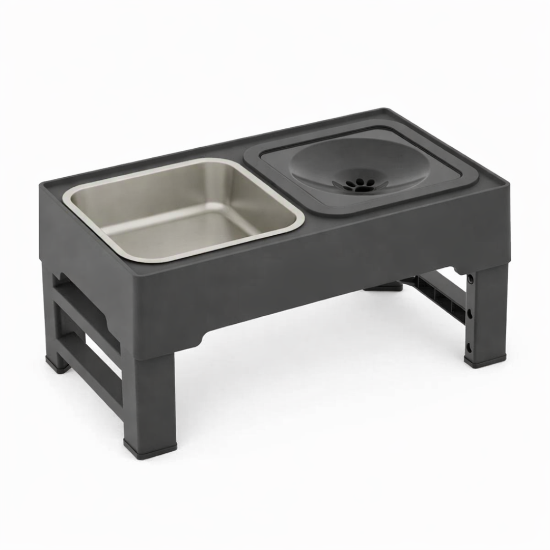 Podwójna Miska Stalowa dla Psa – Regulowana Wysokość, Zdrowy Kręgosłup