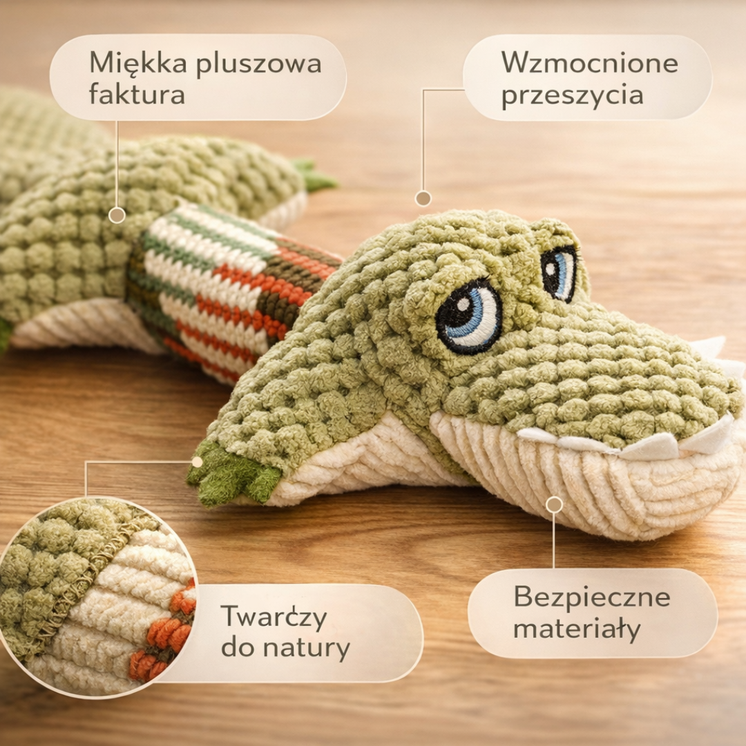 Wytrzymała Pluszowa Zabawka z Piszczałką – Podwójne Szwy, Bezpieczna