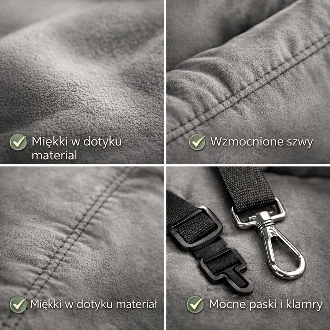 Fotelik Samochodowy dla Psa – Podwójne Siedzenie, Bezpieczny na Zakrętach