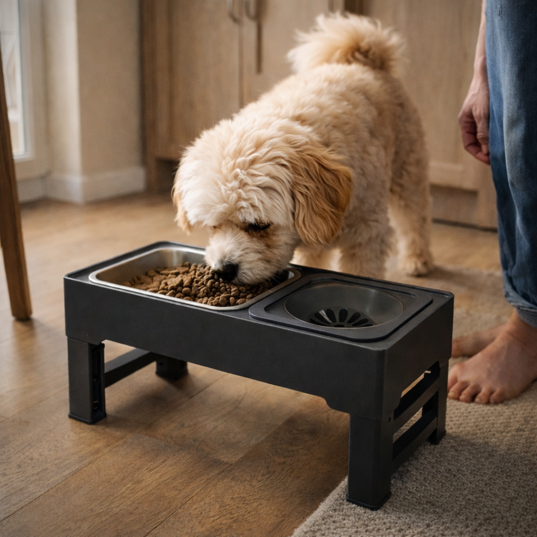 Podwójna Miska Stalowa dla Psa – Regulowana Wysokość, Zdrowy Kręgosłup